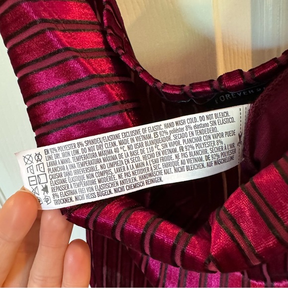 Forever 21 Red Velvet Striped Bodysuit - Picture 4 of 4